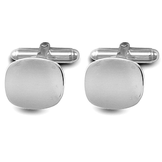 Sterling Silver Square Cushion T-shape Cufflinks 15mm - ACL006