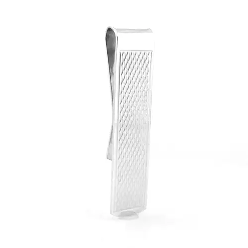 Sterling Silver Rhombus Quilt Argyle Pattern Money clip - ACL017