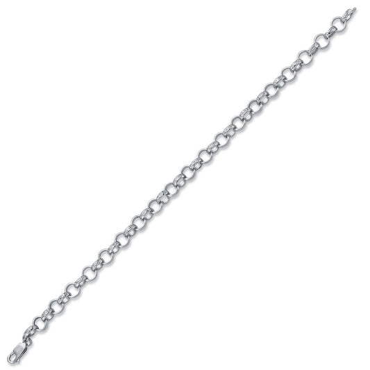 Womens Rhodium Plated Silver Carved Belcher Bracelet 7mm 7.5" - ACN002F-7.5
