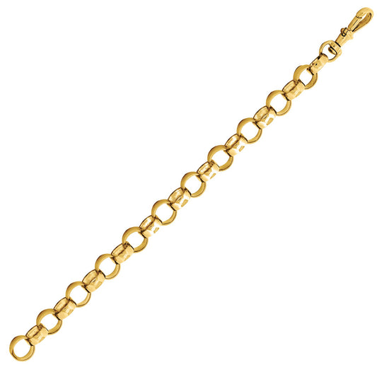 Mens Gold Plated Silver Plain Belcher Bracelet 9mm 8.5" - ACN002H