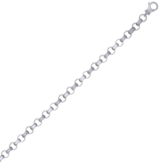Mens Solid Silver Engraved Cast Belcher 8mm Chain Necklace - ACN002J