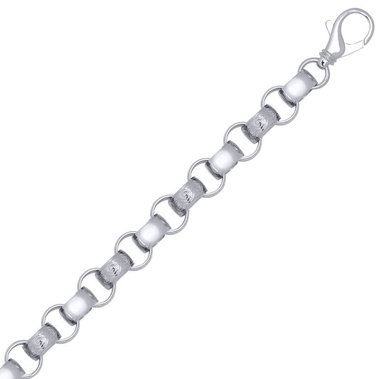 Silver Engraved Cast Belcher 15mm Chain Bracelet 9 inch 23cm - ACN002L