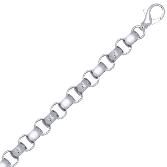 Mens Solid Silver Engraved Cast Belcher 15mm Chain Necklace - ACN002L