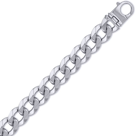 Mens Solid Silver Heavy Weight Curb Link 17mm Chain Necklace - ACN006Q