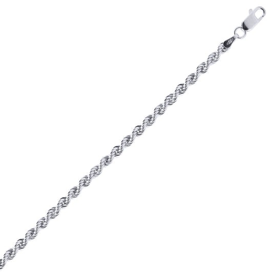 Sterling Silver 1.5mm Gauge solid Rope Chain Bracelet 7.5" - ACN010