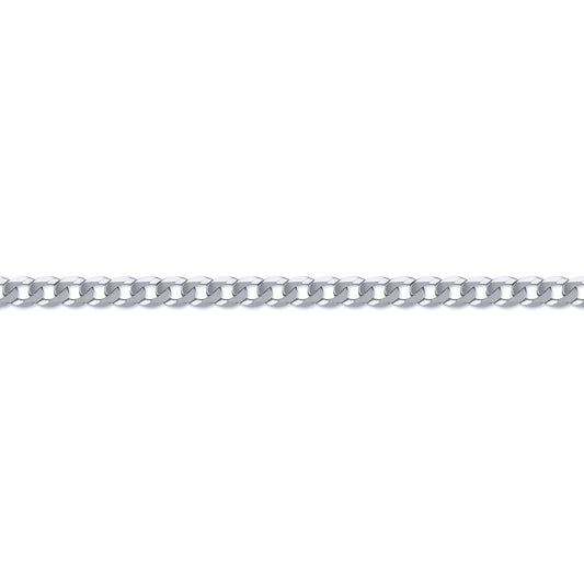 Rhodium-plated Sterling Silver Curb Pendant Chain Necklace 1.6mm - ACN016A