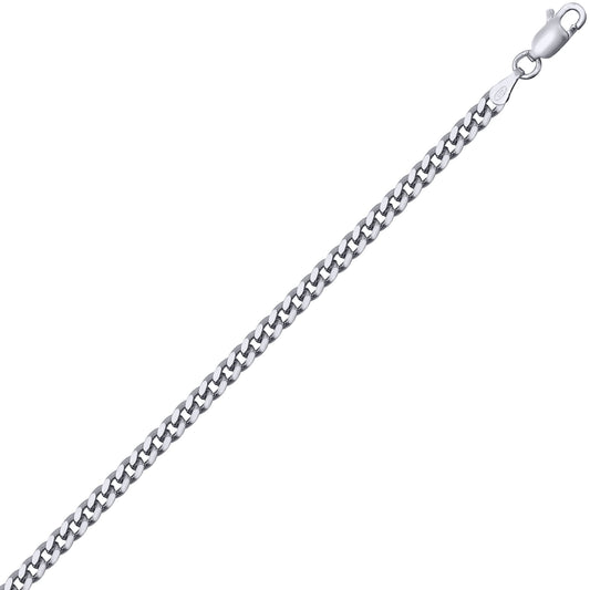 Mens Rhodium Plated Silver Domed Curb Cuban 3mm Chain Necklace - ACN021F