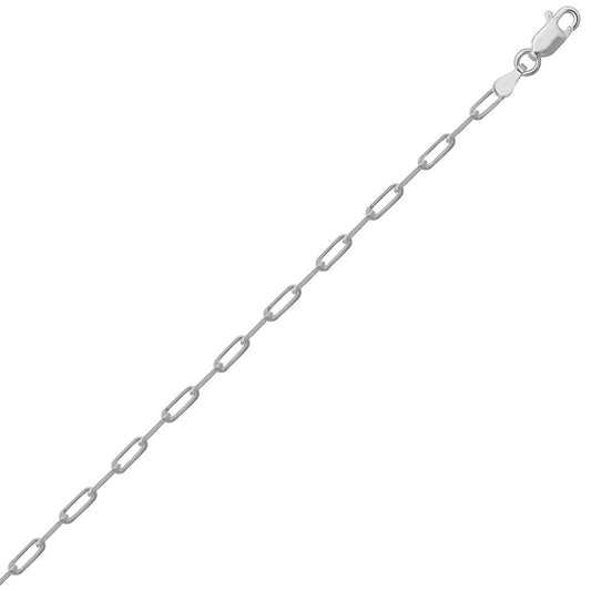 Sterling Silver Elongated Oval Paperclip 2.3mm Chain Necklace - ACN043A