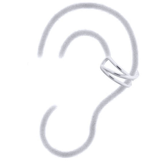 Silver Wires Crossed Slip-on Helix Cuff Earrings - AEC001