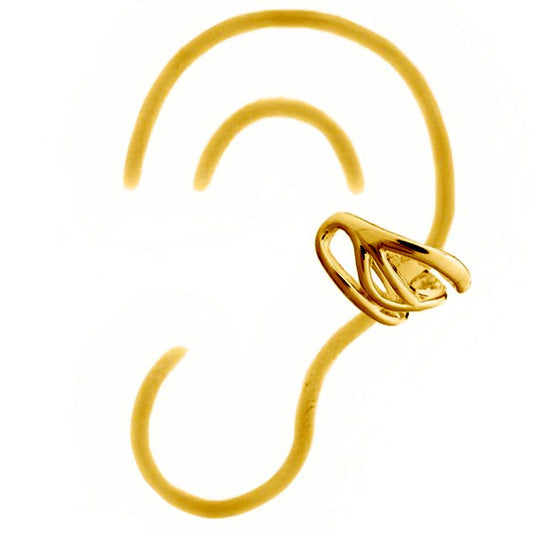 14k Gold-plated Silver Pinched Curves Slip-on Helix Cuff Earrings - AEC004A