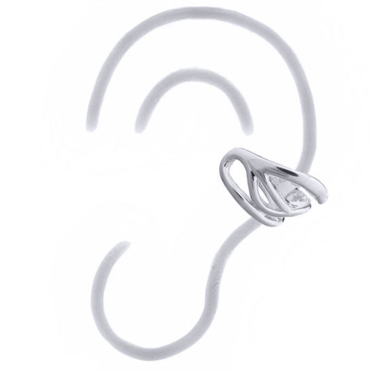 Silver Pinched Curves Slip-on Helix Cuff Earrings - AEC004