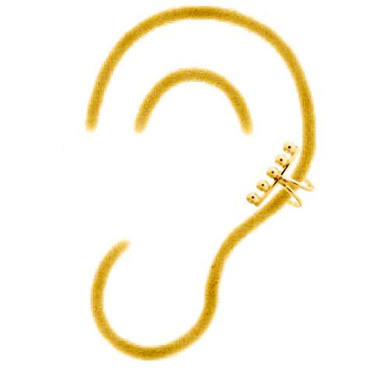 14k Gold-plated Silver 5 Jingle Balls Slip-on Helix Cuff Earrings - AEC005A