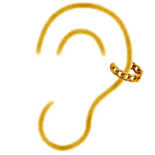 Gold-plated Silver Albert Curb Chain Slip-on Helix Cuff Earrings - AEC007A