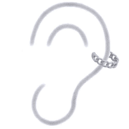 Silver Albert Curb Link Chain Slip-on Helix Cuff Earrings - AEC007