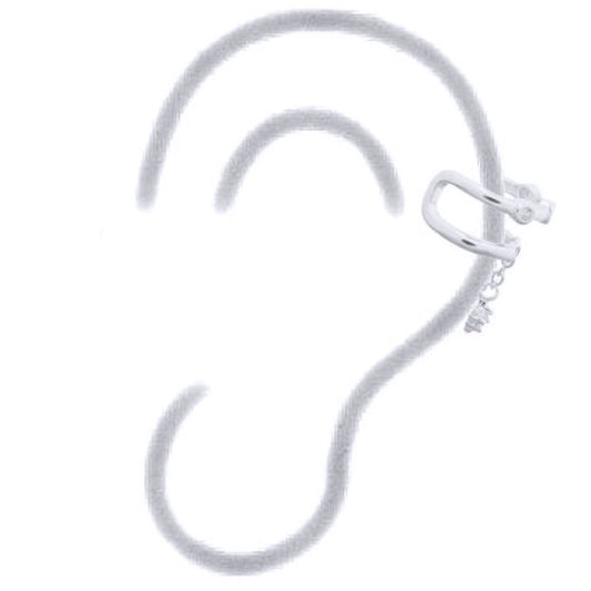 Silver CZ Trilogy Hanging Solitaire Slip-on Helix Cuff Earrings - AEC008