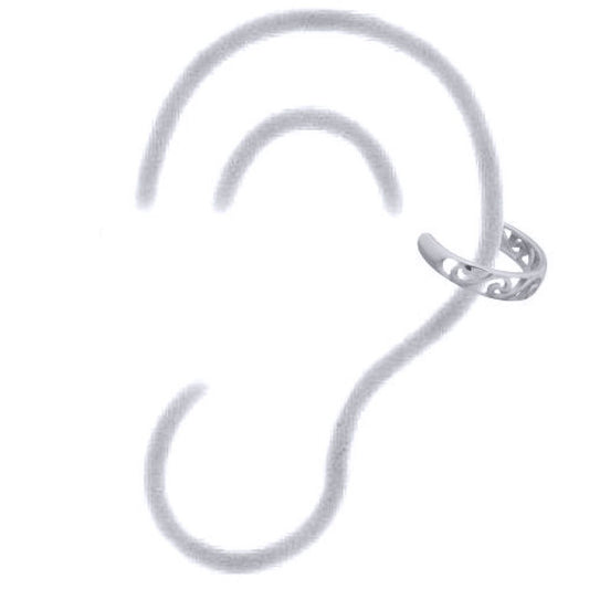 Silver Filigree Waves Curls Slip-on Helix Cuff Earrings - AEC009