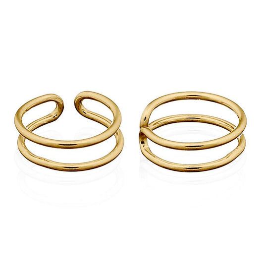 Gold-plated Silver Parallel Slim Ring Slip-on Helix Cuff Earrings - AEC010A