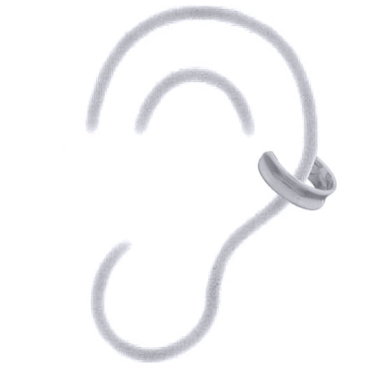Silver Concaved Band Slip-on Helix Cuff Earrings - AEC011