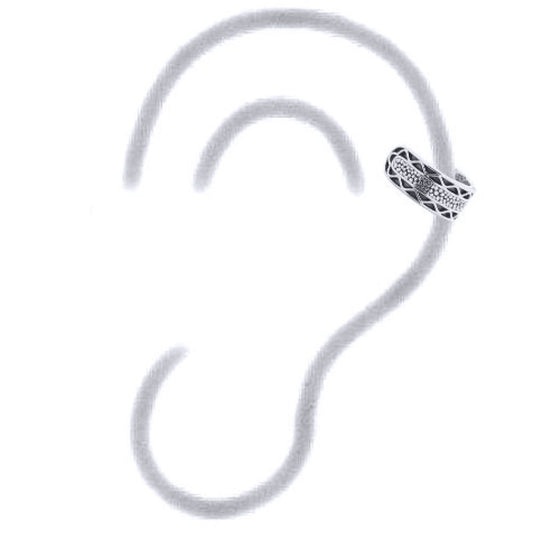 Silver Cobbled Reptile Pattern Slip-on Helix Cuff Earrings - AEC013