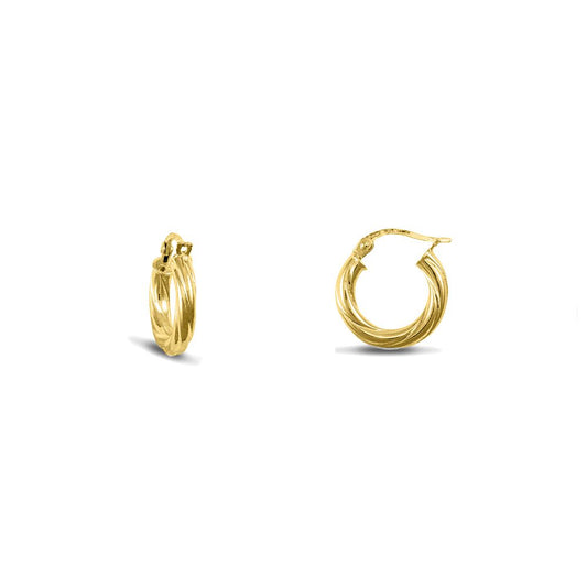 Gold-plated Sterling Silver Twist Hoop Earrings 3mm 15mm - AER001A-GP