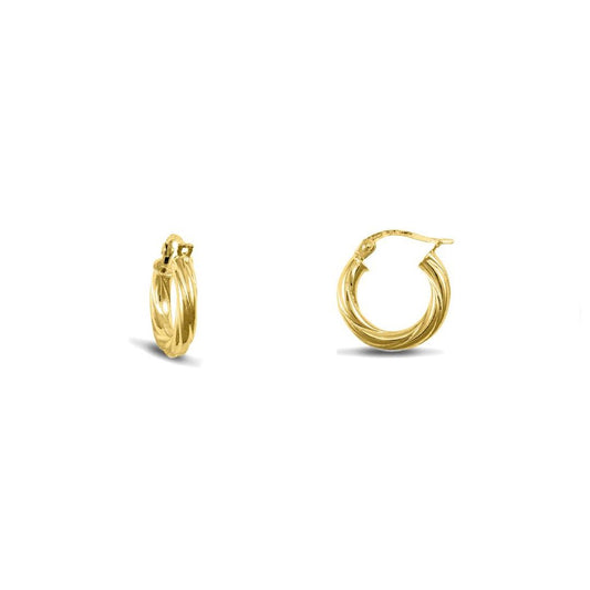 Gold-plated Sterling Silver Twist Hoop Earrings 3mm 15mm - AER001A-GP
