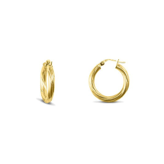 Gold-plated Sterling Silver Twist Hoop Earrings 3mm 20mm - AER001B-GP