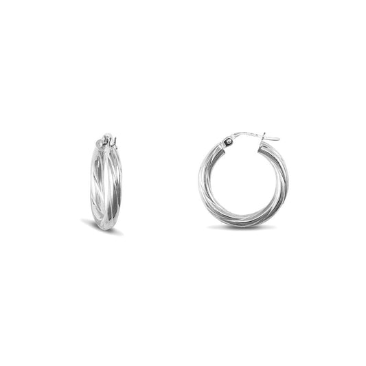 Sterling Silver Twist Hoop Earrings 3mm 20mm - AER001B