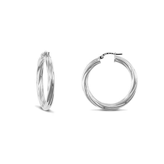 Sterling Silver Twist Hoop Earrings - 5mm - 3.4cm - AER003C