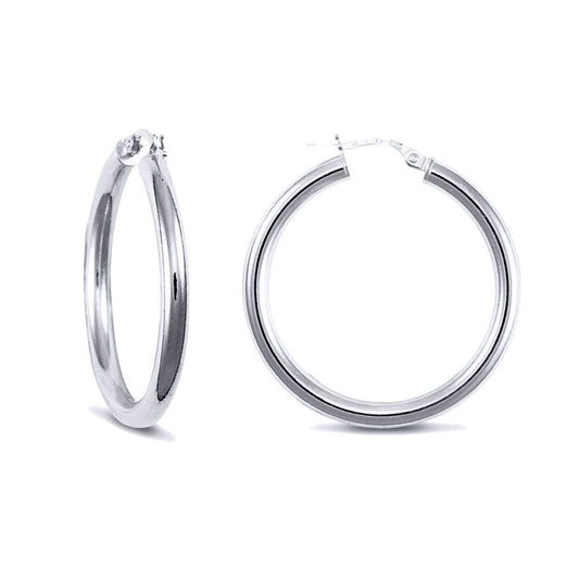 Sterling Silver Polished Hoop Earrings 3mm 30mm - AER006C