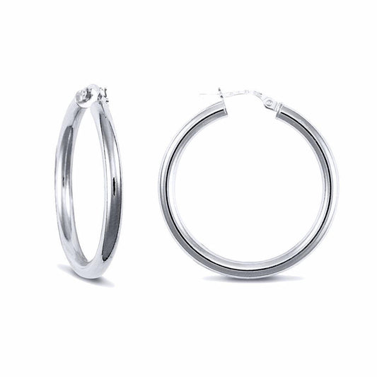 Sterling Silver Polished Hoop Earrings 3mm 30mm - AER006C