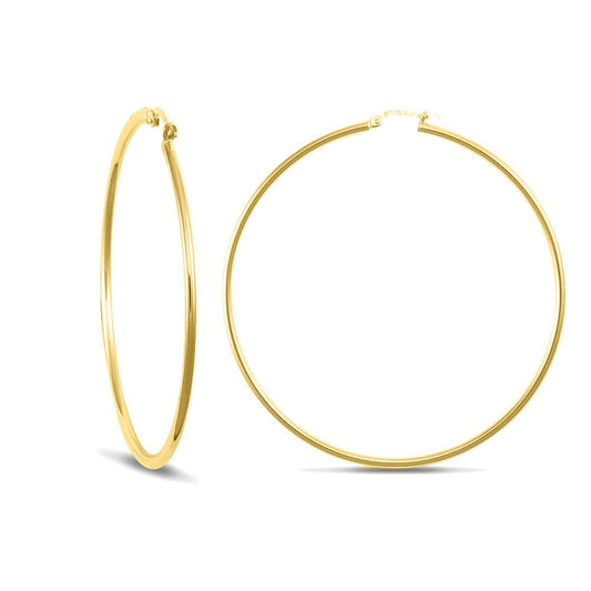 Gold-plated Sterling Silver Polished Hoop Earrings 2mm 63mm - AER008B-GP