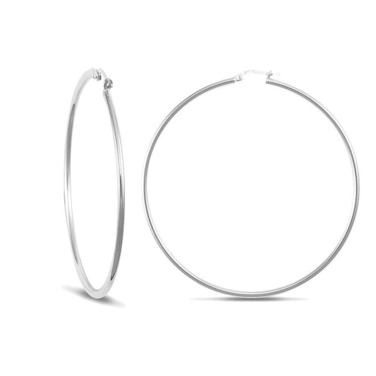 Sterling Silver Polished Hoop Earrings 2mm 63mm - AER008B