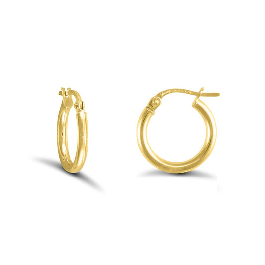 Gold-plated Sterling Silver Polished Hoop Earrings 2mm 14mm - AER009A-GP