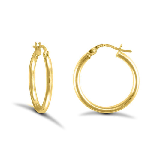 Gold-plated Sterling Silver Polished Hoop Earrings 2mm 19mm - AER009B-GP