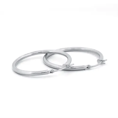 Sterling Silver Polished Hoop Earrings 2mm 30mm - AER009D