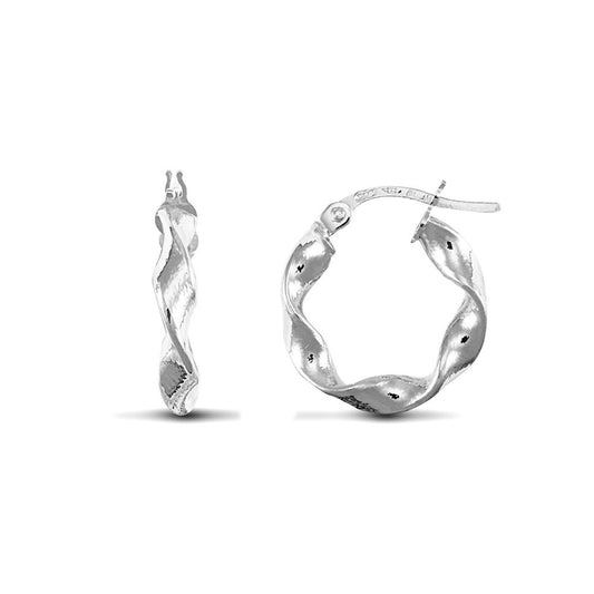 Sterling Silver Loose Twist Hoop Earrings - 3mm - 1.6cm - AER011A