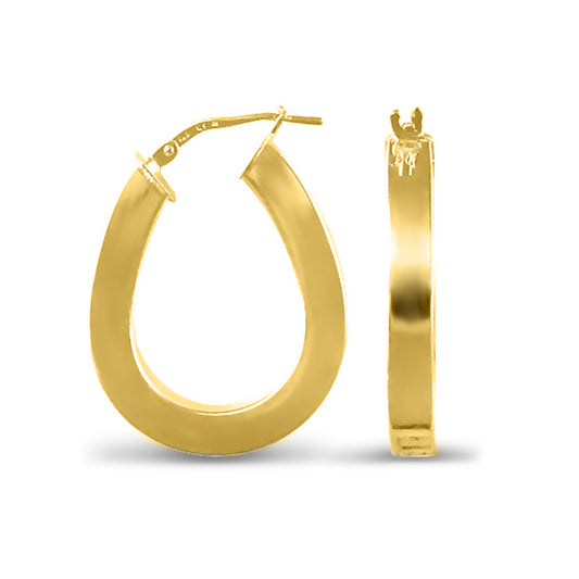 14k Gold-plated Sterling Silver formed Pear Hoop Earrings - AER017-GP