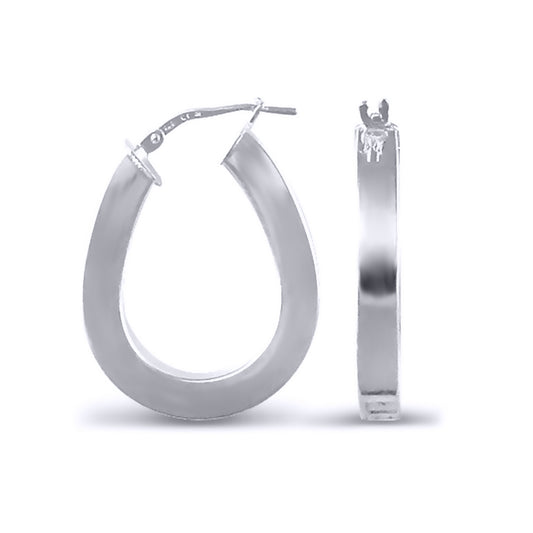 Sterling Silver formed Pear Hoop Earrings - AER017