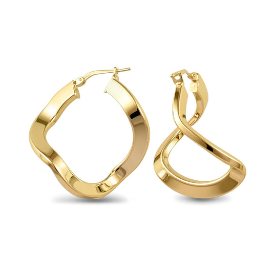 14k Gold-plated Sterling Silver formed Hoop Earrings - AER019-GP