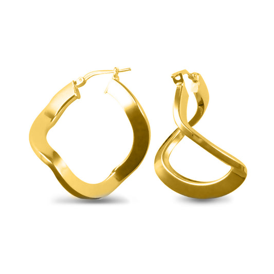 14k Gold-plated Sterling Silver formed Hoop Earrings - AER019-GP