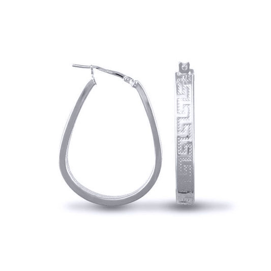 Sterling Silver Greek Key formed Hoop Earrings - AER020