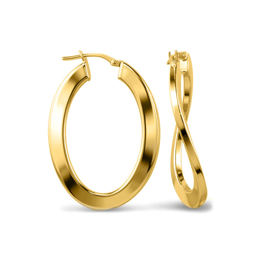 14k Gold-plated Sterling Silver formed Hoop Earrings - AER023-GP