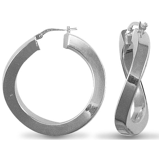 Sterling Silver Square Tube Curved Hoop Earrings - AER024