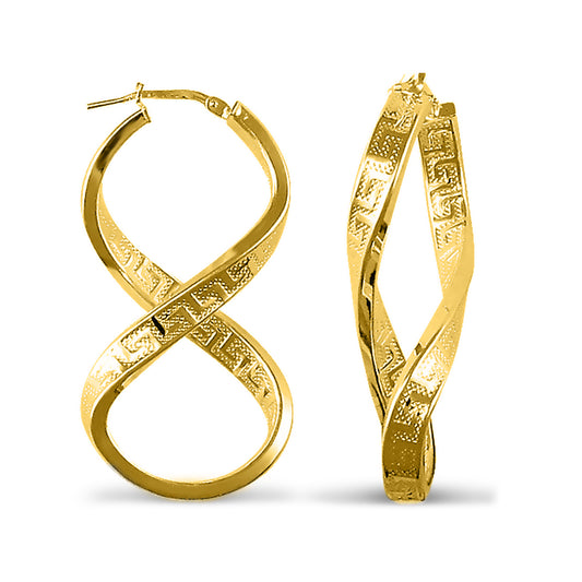 14k Gold-plated Silver Greek Key Figure 8 Infinity Hoop Earrings - AER030-GP