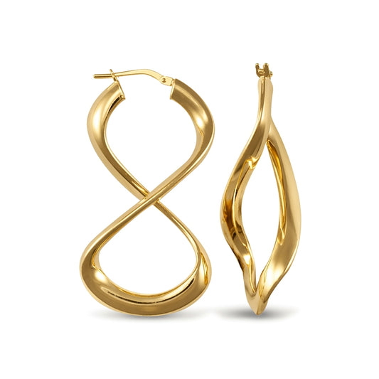 14k Gold-plated Silver Figure of Eight Infinity Hoop Earrings - AER031-GP