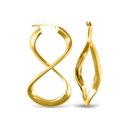 14k Gold-plated Silver Figure of Eight Infinity Hoop Earrings - AER031-GP