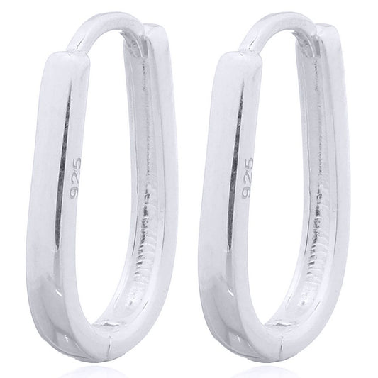 Silver Oval Pear Drop Earrings - AER140