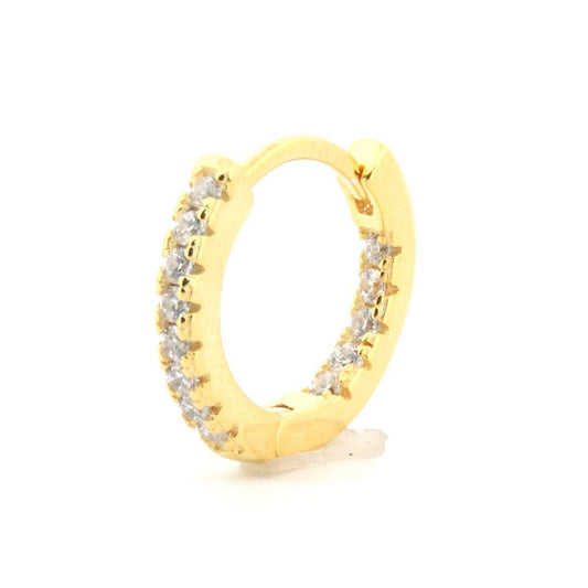 Gold-plated Silver CZ Inside Out Eternity Huggie Hoop Earrings - AER159
