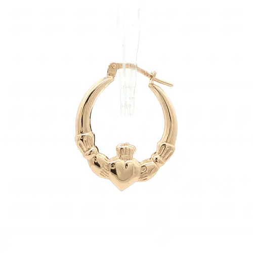 Gold-plated Silver Love Heart Claddagh Creole Earrings 23mm - AER180-GP