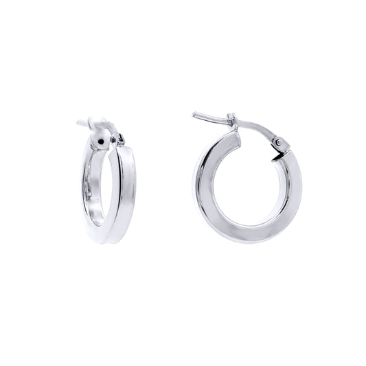 Rhodium-plated Silver Square Tube 2.5mm Hoop Earrings 15mm - AER273A